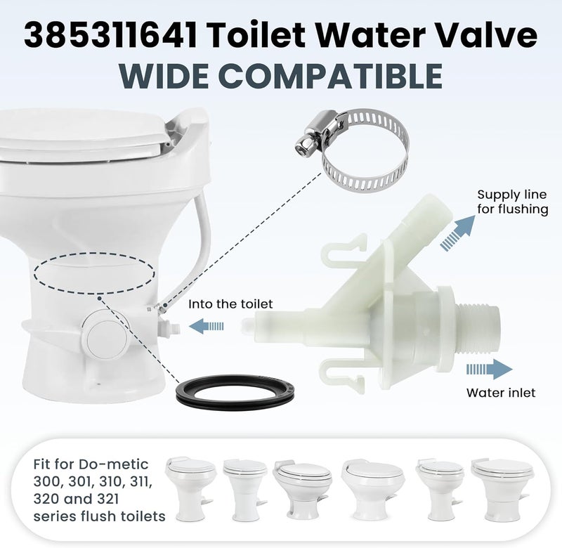Fetechmate 385311641 RV Toilet Valve Kit with 385311658 Flush Ball Seal Compatible with Dom-etic 300, 301, 310, 311, 320, 321 Series Pedal-Flush Toilets RV Toilet Parts Seal for Camper Toilet - 1 Set - Image 4